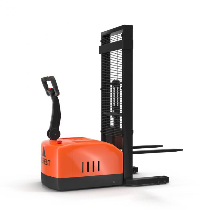 3D Electric Reach Walkie Stacker Rigged Orange model