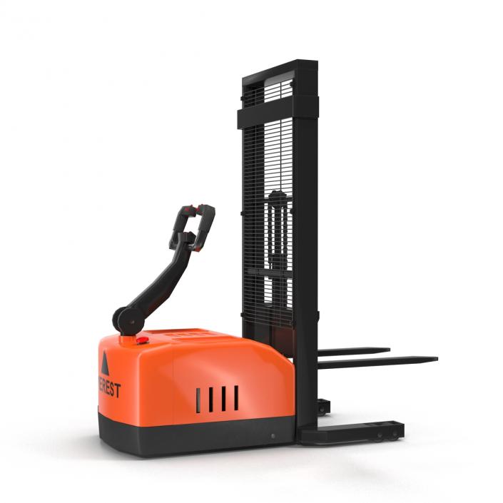 3D Electric Reach Walkie Stacker Rigged Orange model