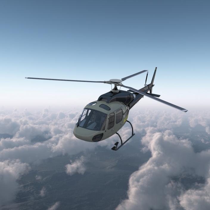 3D Light Private Helicopter Eurocopter AS355 E model