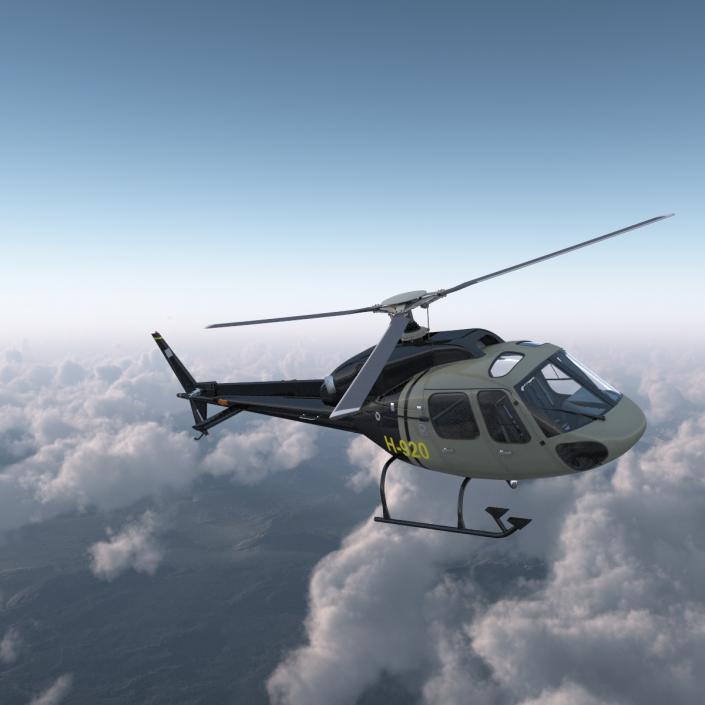 3D Light Private Helicopter Eurocopter AS355 E model