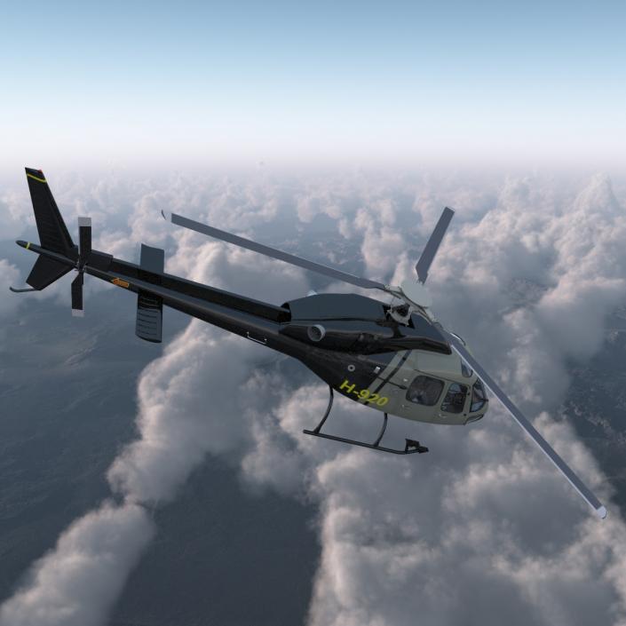 3D Light Private Helicopter Eurocopter AS355 E model