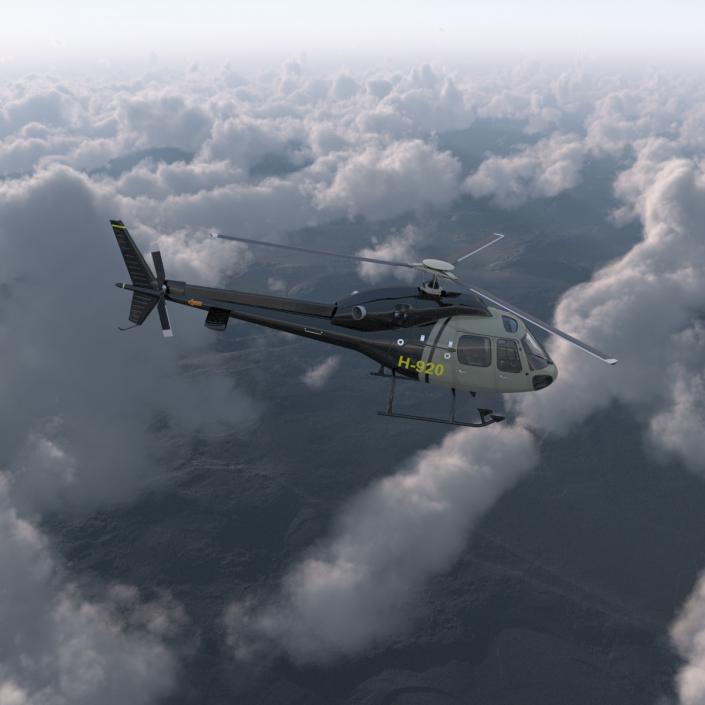 3D Light Private Helicopter Eurocopter AS355 E model