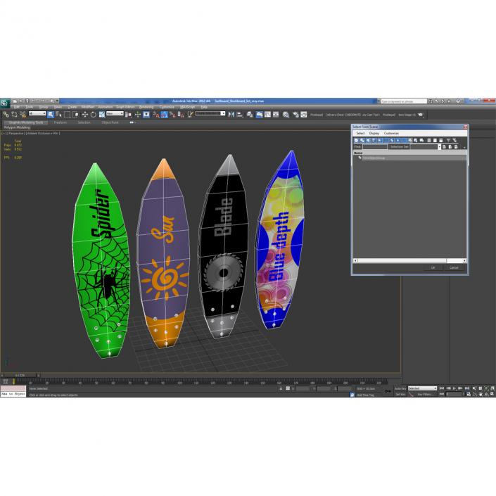 Surfboard Shortboard 3D Models Set 3D model