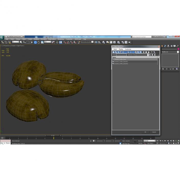 3D model Roasted Green Coffee Bean