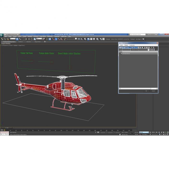 3D Helicopter Service Eurocopter AS-355 Rigged model