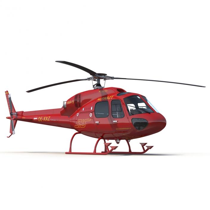 3D Helicopter Service Eurocopter AS-355 Rigged model