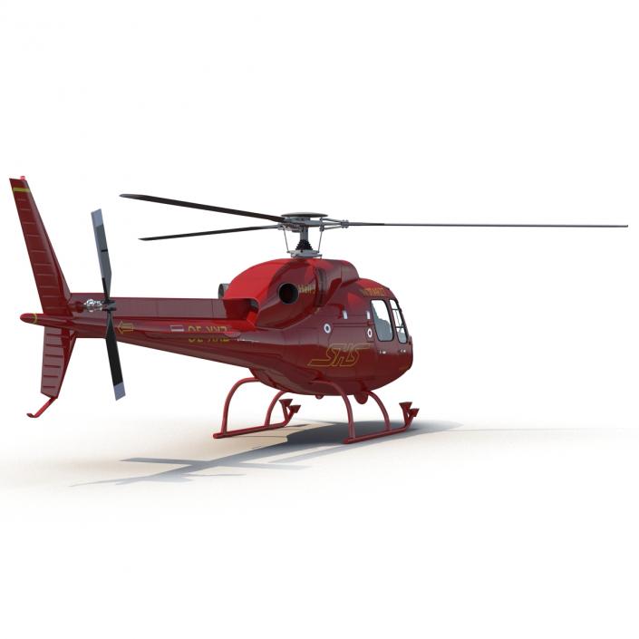 3D Helicopter Service Eurocopter AS-355 Rigged model