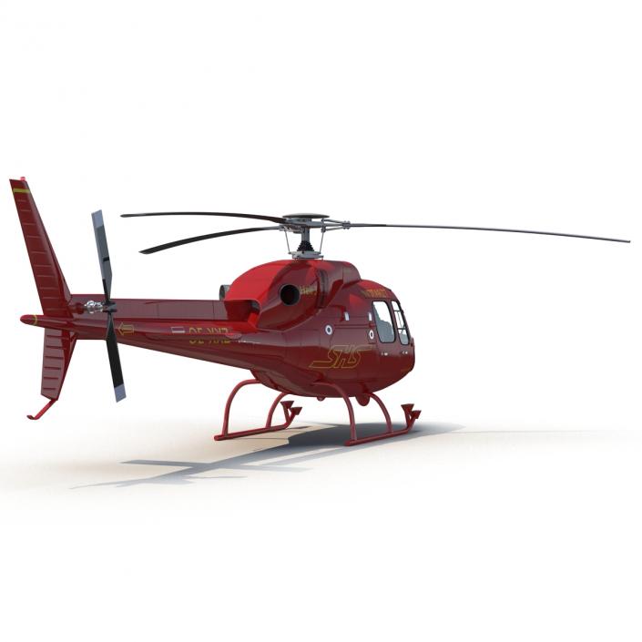 3D Helicopter Service Eurocopter AS-355 Rigged model