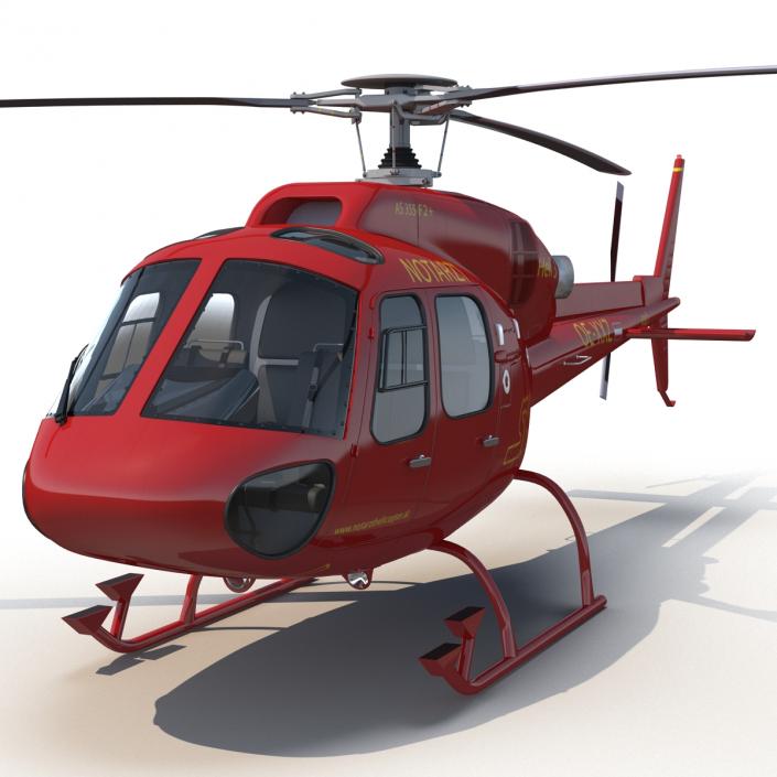 3D Helicopter Service Eurocopter AS-355 Rigged model