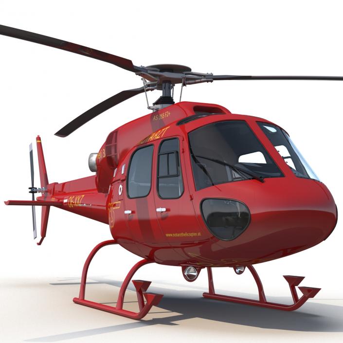 3D Helicopter Service Eurocopter AS-355 Rigged model