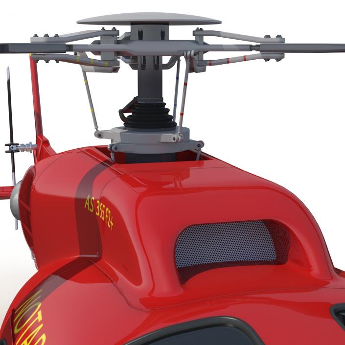 3D Helicopter Service Eurocopter AS-355 Rigged model