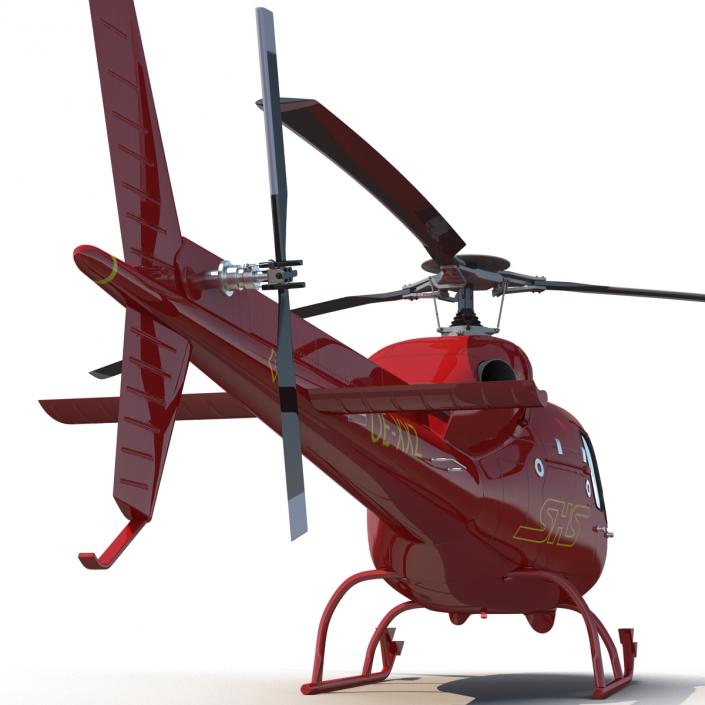 3D Helicopter Service Eurocopter AS-355 Rigged model