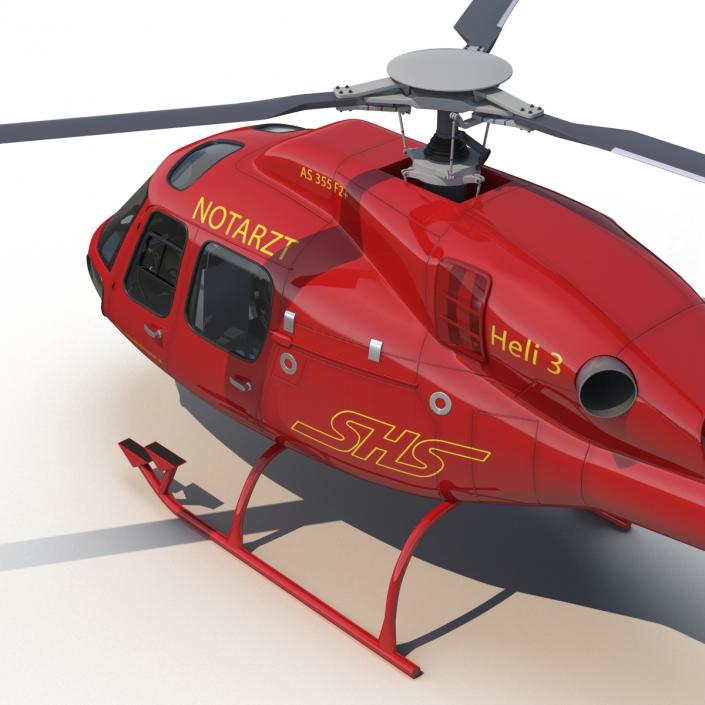 3D Helicopter Service Eurocopter AS-355 Rigged model