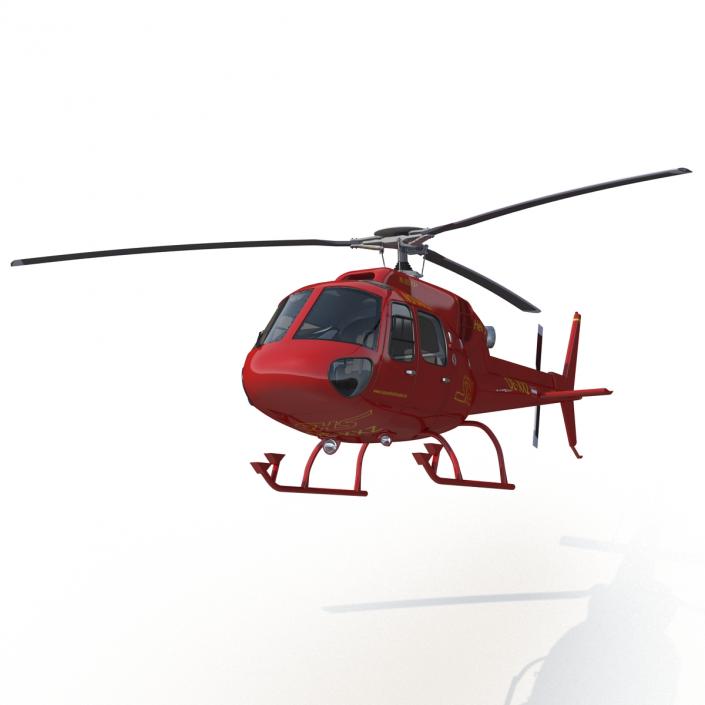 3D Helicopter Service Eurocopter AS-355 Rigged model