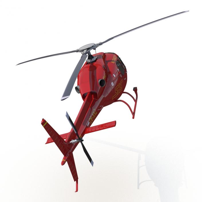 3D Helicopter Service Eurocopter AS-355 Rigged model