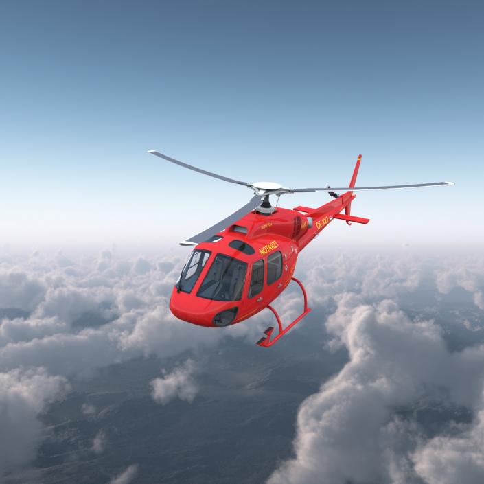 3D Helicopter Service Eurocopter AS-355 Rigged model