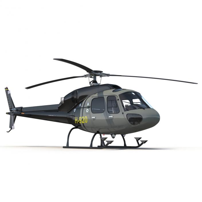 Eurocopter AS355 F Private Helicopter Rigged 3D model