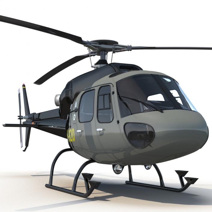 Eurocopter AS355 F Private Helicopter Rigged 3D model