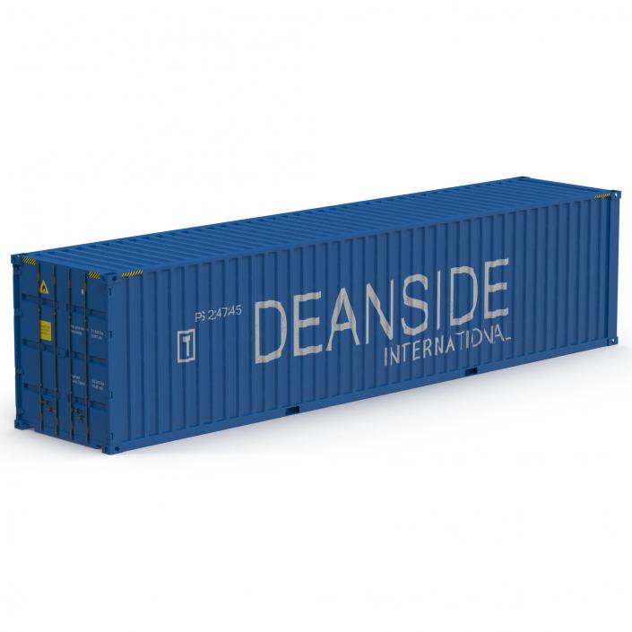 3D model 40 ft High Cube Container Blue