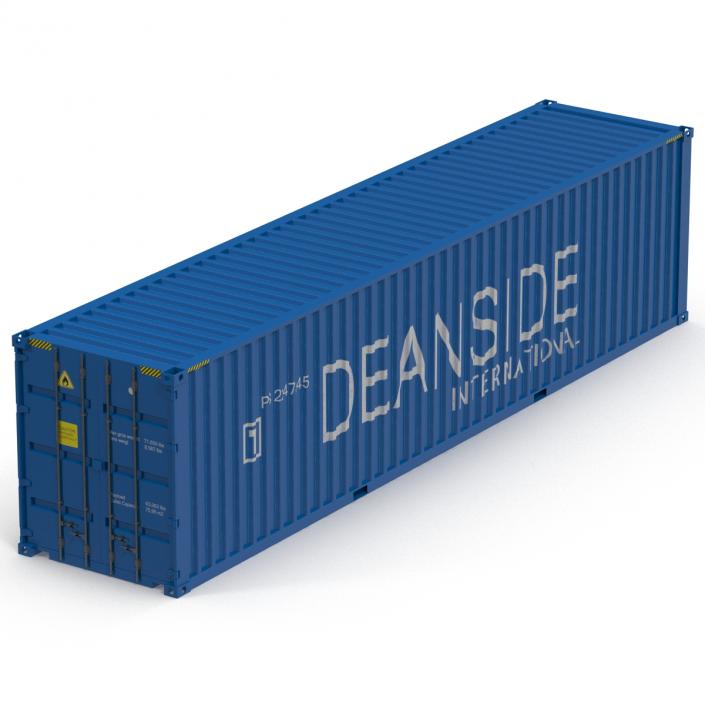 3D model 40 ft High Cube Container Blue