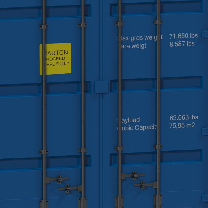 3D model 40 ft High Cube Container Blue