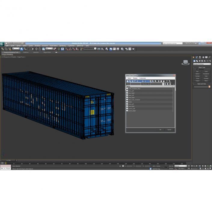 3D model 40 ft High Cube Container Blue