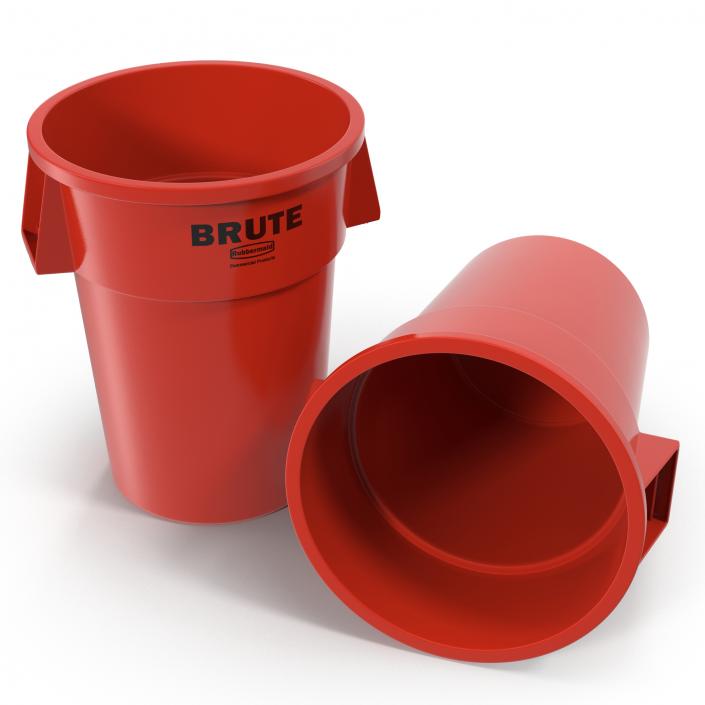 3D Plastic Garbage Can Red model