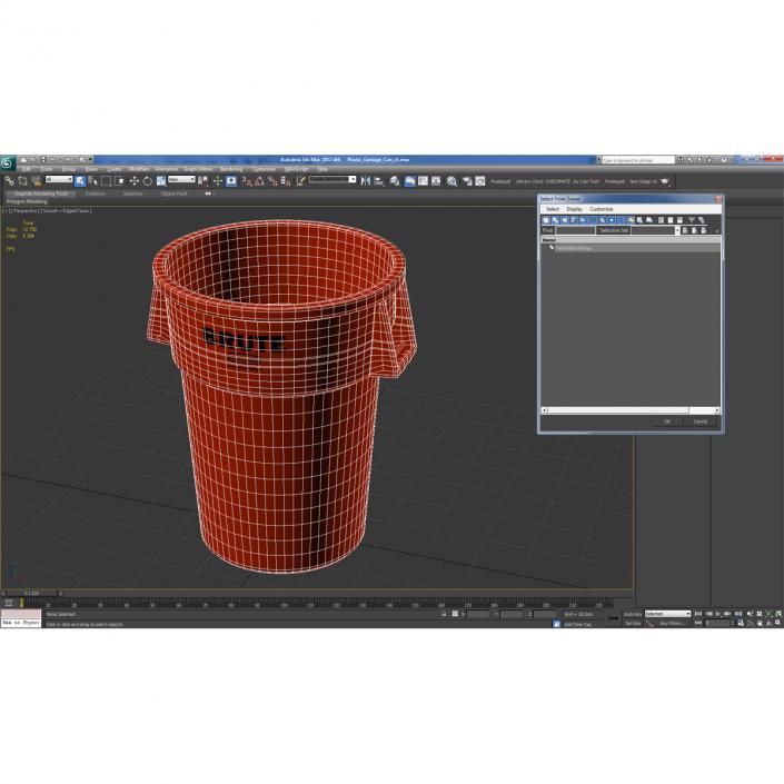 3D Plastic Garbage Can Red model