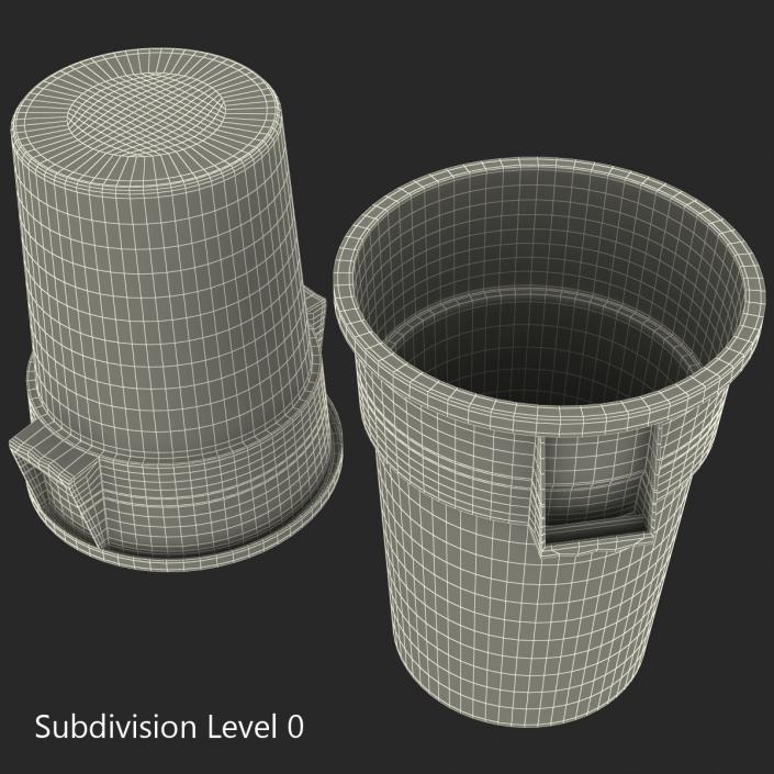 3D Plastic Garbage Can Red model