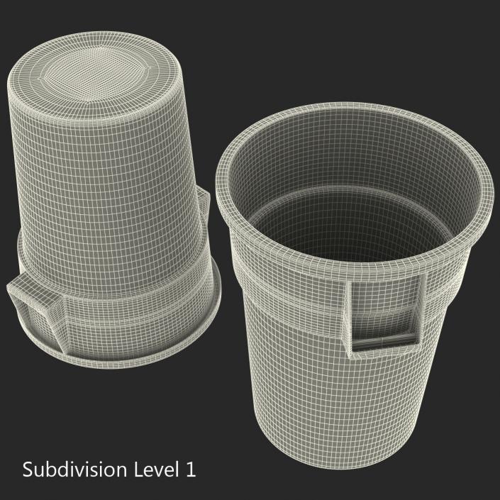 3D Plastic Garbage Can Red model