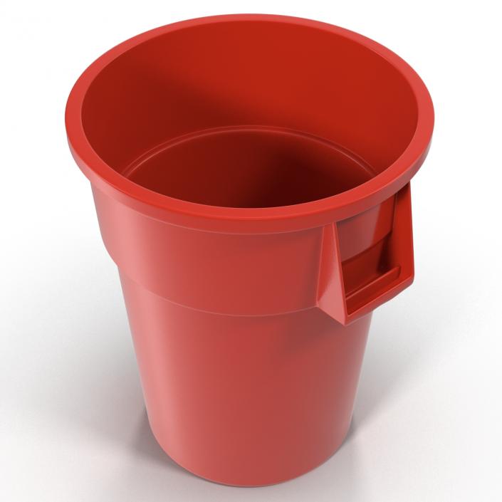 3D Plastic Garbage Can Red model