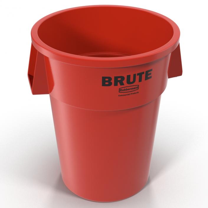 3D Plastic Garbage Can Red model