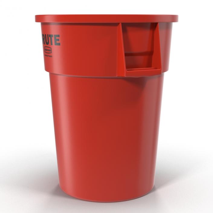 3D Plastic Garbage Can Red model