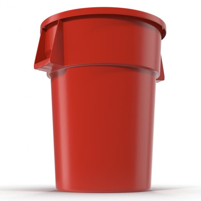 3D Plastic Garbage Can Red model