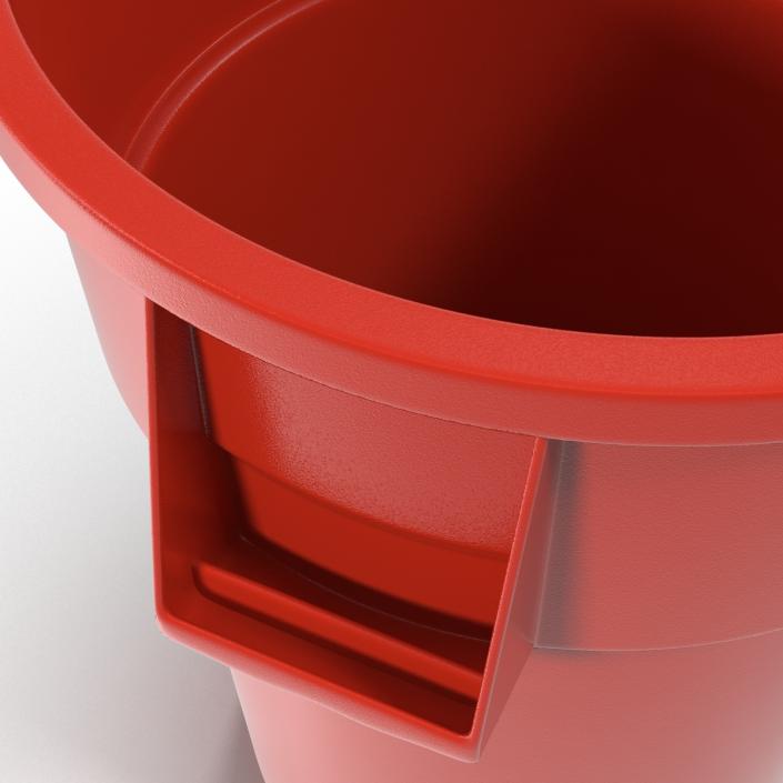 3D Plastic Garbage Can Red model