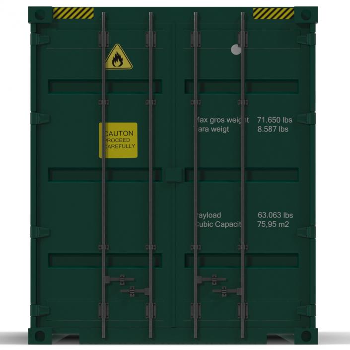 3D 40 ft High Cube Container Green