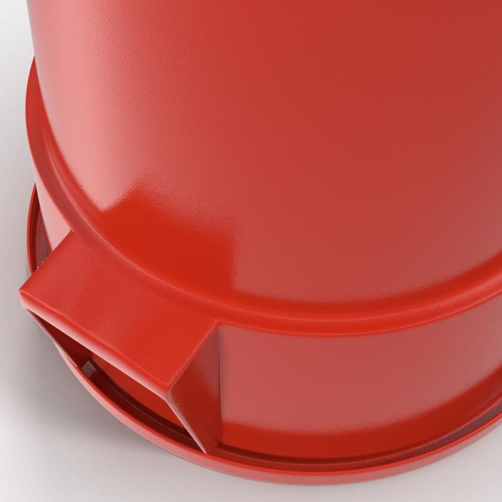 3D Plastic Garbage Can Red model