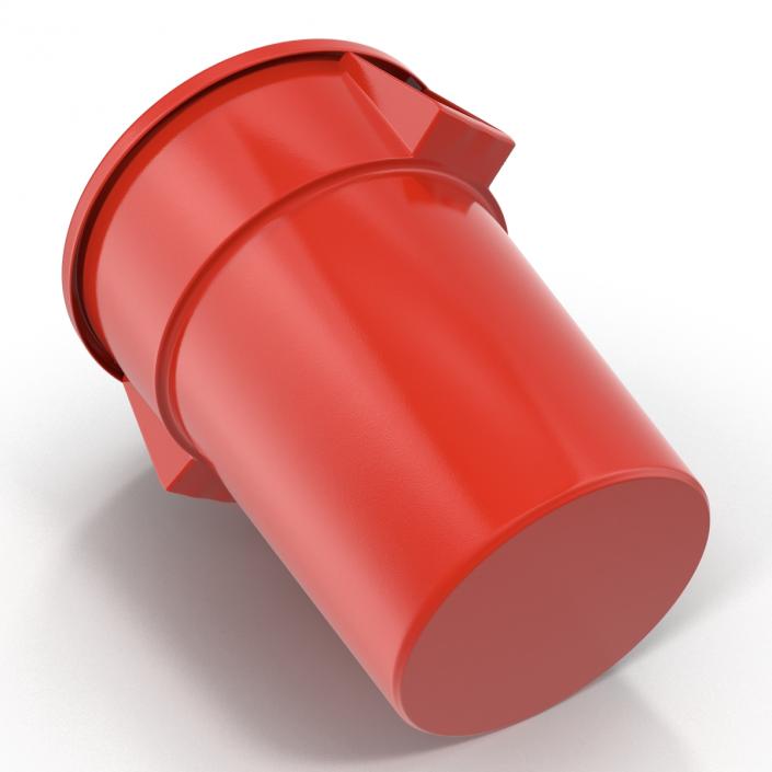 3D Plastic Garbage Can Red model