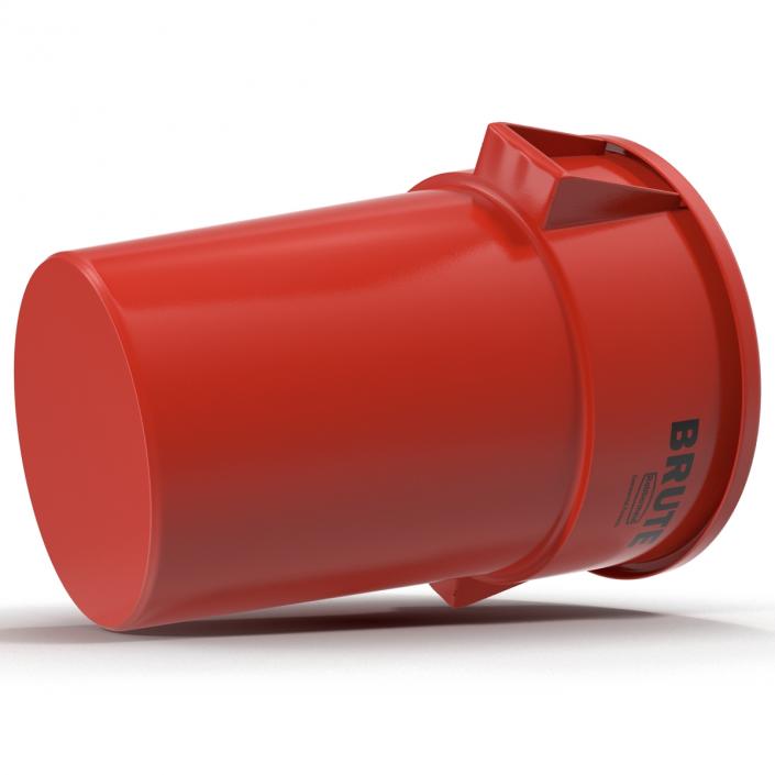 3D Plastic Garbage Can Red model