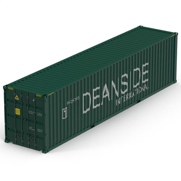 3D 40 ft High Cube Container Green