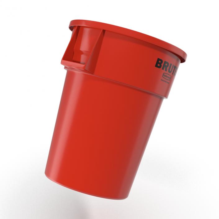 3D Plastic Garbage Can Red model