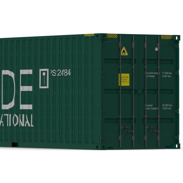 3D 40 ft High Cube Container Green