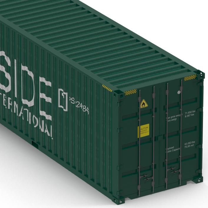 3D 40 ft High Cube Container Green