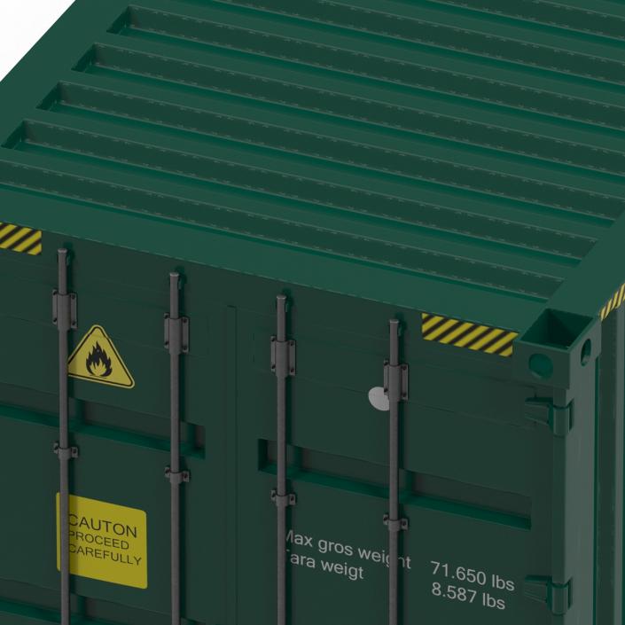 3D 40 ft High Cube Container Green