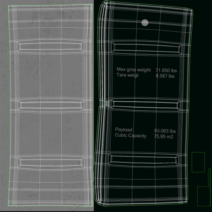 3D 40 ft High Cube Container Green