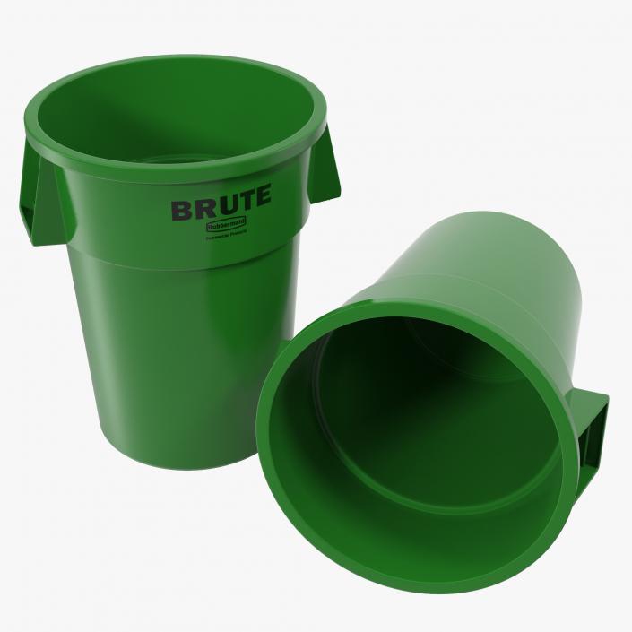 3D model Plastic Garbage Can Green