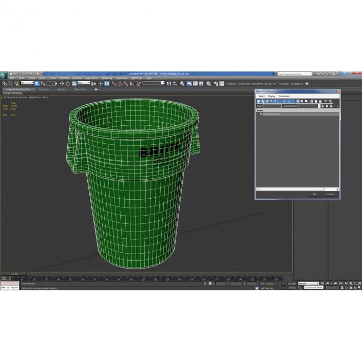 3D model Plastic Garbage Can Green