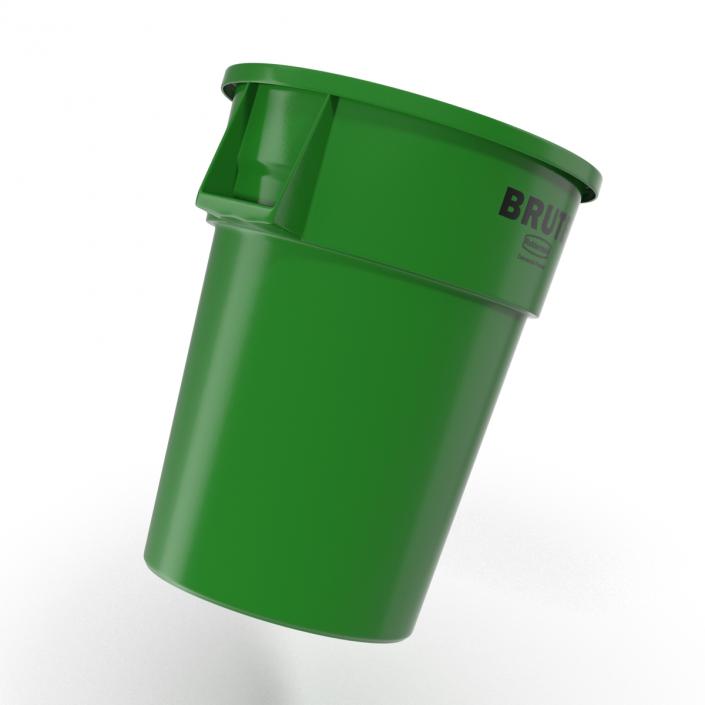 3D model Plastic Garbage Can Green