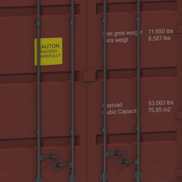 40 ft High-Cube Container Red 3D model