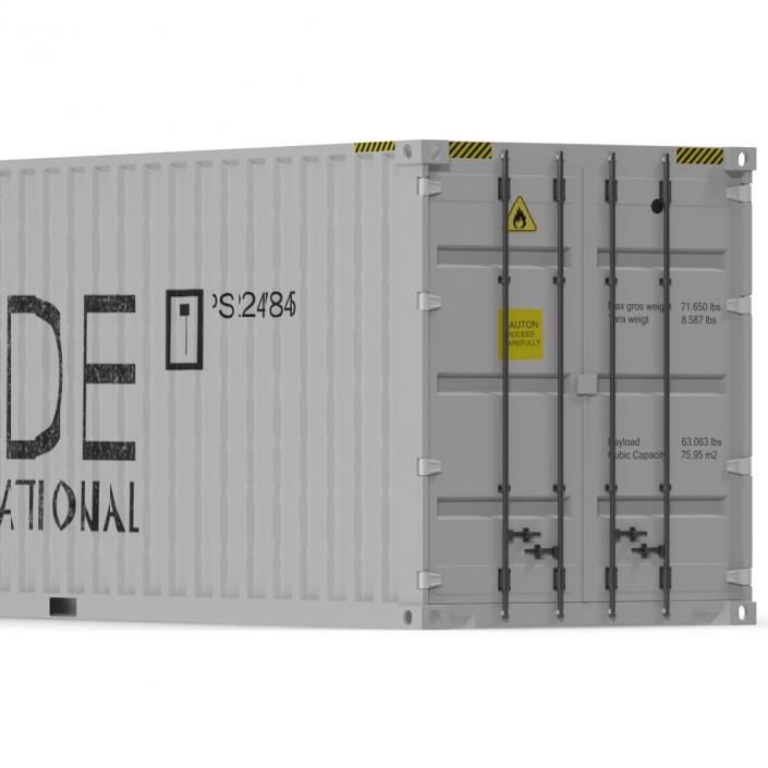 3D 40 ft High Cube Container White